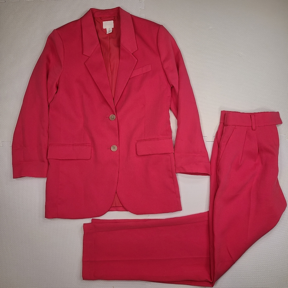 H&M Pink Co ord Matching Oversized Blazer and High Waist Pants